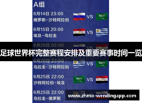 足球世界杯完整赛程安排及重要赛事时间一览