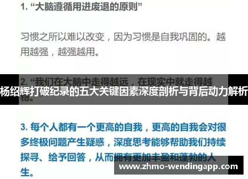 杨绍辉打破纪录的五大关键因素深度剖析与背后动力解析