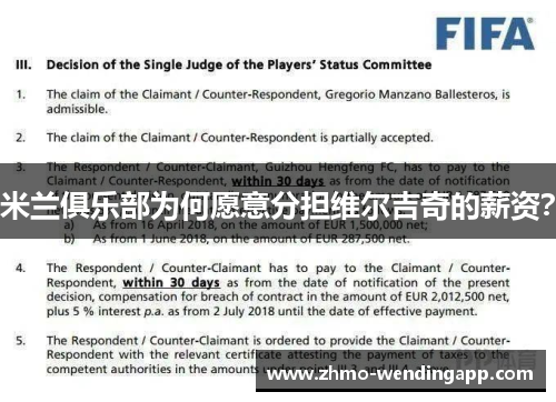 米兰俱乐部为何愿意分担维尔吉奇的薪资？
